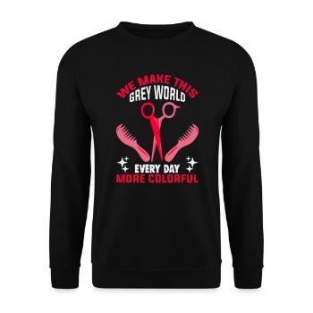 hairdresser, barber, hairdresser, hair salon - Unisex Sweatshirt - black - Front - Alina (178cm) & Michal (187cm)