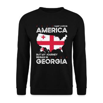 Georgischer amerikanischer Patriot USA Gewachsen - Unisex Pullover - Schwarz - Vorne - Alina (178cm) & Michal (187cm)