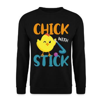 Field Hockey Chicken Chick With - Unisex Sweatshirt - black - Front - Alina (178cm) & Michal (187cm)