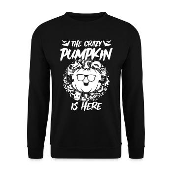 The Crazy Pumpkin Is Here - Funny Halloween Pumpki - Unisex Sweatshirt - black - Front - Alina (178cm) & Michal (187cm)