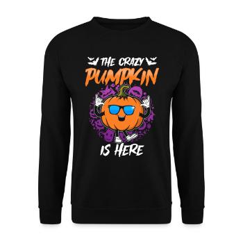 The Crazy Pumpkin Is Here - Funny Halloween Crazy - Unisex Sweatshirt - black - Front - Alina (178cm) & Michal (187cm)