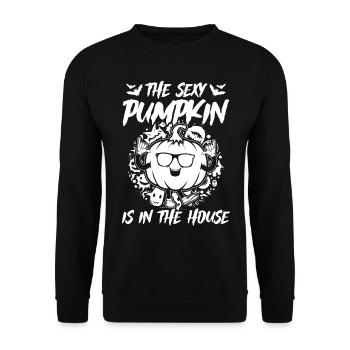 The Sexy Pumpkin Is In The House - Funny Halloween - Unisex Sweatshirt - black - Front - Alina (178cm) & Michal (187cm)