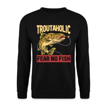 Fishing, Trout, Salmon, Fisherman, Angler, Perch - Unisex Sweatshirt - black - Front - Alina (178cm) & Michal (187cm)