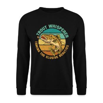 Fishing, Trout, Salmon, Fisherman, Angler, Perch - Unisex Sweatshirt - black - Front - Alina (178cm) & Michal (187cm)