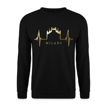 Mailand Skyline Italien Herzschlag Fan Love Milano - Unisex Pullover - Schwarz - Vorne - Alina (178cm) & Michal (187cm)