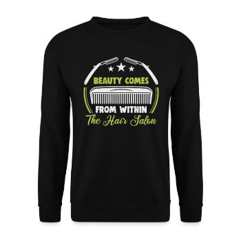 hairdresser, barber, hairdresser, hair salon - Unisex Sweatshirt - black - Front - Alina (178cm) & Michal (187cm)