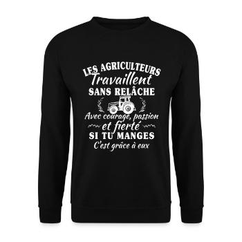 Les agriculteurs travaillent sans relâche - cadeau - Sweat-shirt Unisexe - noir - Devant - Alina (178cm) & Michal (187cm)