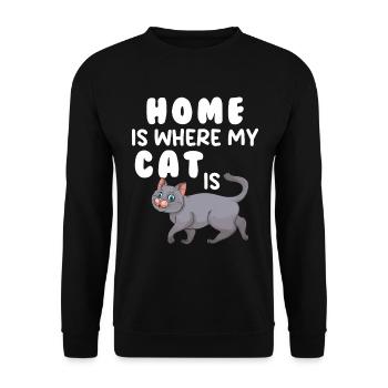La maison, c’est là où se trouve mon chat - Sweat-shirt Unisexe - noir - Devant - Alina (178cm) & Michal (187cm)