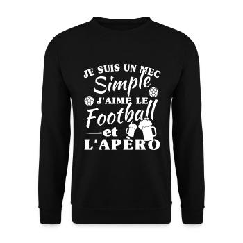 Un mec simple, football et apéro - Sweat-shirt Unisexe - noir - Devant - Alina (178cm) & Michal (187cm)