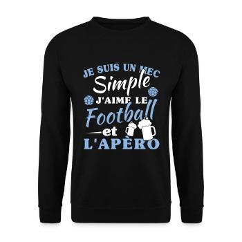 Un mec simple, football et apéro - Sweat-shirt Unisexe - noir - Devant - Alina (178cm) & Michal (187cm)