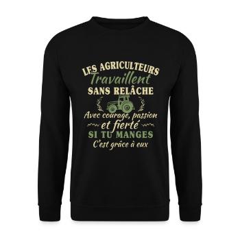 Les agriculteurs travaillent sans relâche - cadeau - Sweat-shirt Unisexe - noir - Devant - Alina (178cm) & Michal (187cm)