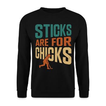 Field Hockey Sticks Are For Chicks - Unisex Sweatshirt - black - Front - Alina (178cm) & Michal (187cm)