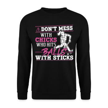 Field Hockey Adult Humor Don't - Unisex Sweatshirt - black - Front - Alina (178cm) & Michal (187cm)