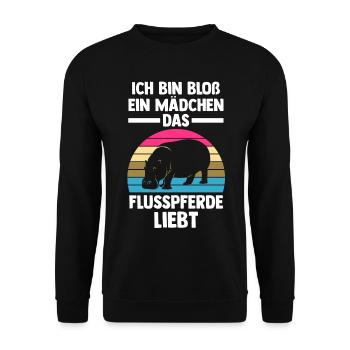 Nilpferd Flusspferd - Unisex Pullover - Schwarz - Vorne - Alina (178cm) & Michal (187cm)