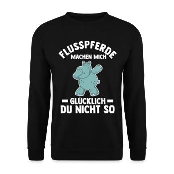 Nilpferd Flusspferd - Unisex Pullover - Schwarz - Vorne - Alina (178cm) & Michal (187cm)