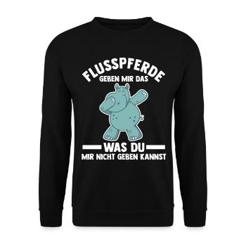 Nilpferd Flusspferd - Unisex Pullover - Schwarz - Vorne - Alina (178cm) & Michal (187cm)