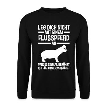 Nilpferd Flusspferd - Unisex Pullover - Schwarz - Vorne - Alina (178cm) & Michal (187cm)