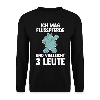 Nilpferd Flusspferd - Unisex Pullover - Schwarz - Vorne - Alina (178cm) & Michal (187cm)