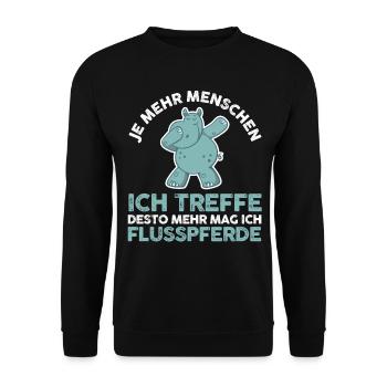 Nilpferd Flusspferd - Unisex Pullover - Schwarz - Vorne - Alina (178cm) & Michal (187cm)
