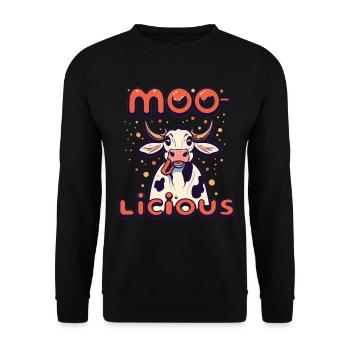 Vache Vaches Moo-Licious Farmer Tête De Vache - Sweat-shirt Unisexe - noir - Devant - Alina (178cm) & Michal (187cm)