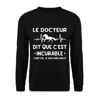 Cheval - c'est incurable - Sweat-shirt Unisexe - noir - Devant - Alina (178cm) & Michal (187cm)