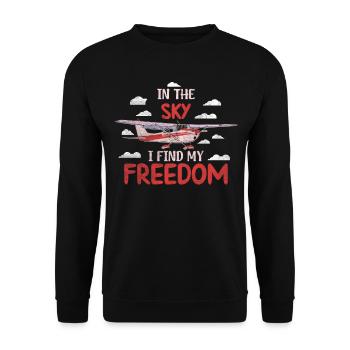 In The Sky I Find My Freedom Model Airplane - Unisex Sweatshirt - black - Front - Alina (178cm) & Michal (187cm)