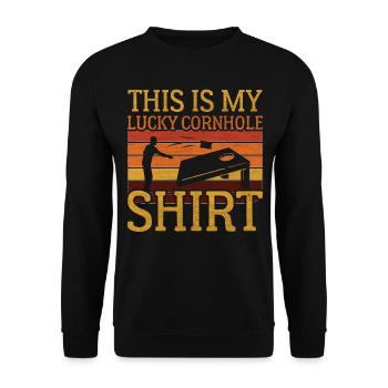This Is My Lucky Cornhole - Unisex Sweatshirt - black - Front - Alina (178cm) & Michal (187cm)