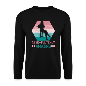 Flute player in the Musikverein Flötist Musician - Unisex Sweatshirt - black - Front - Alina (178cm) & Michal (187cm)