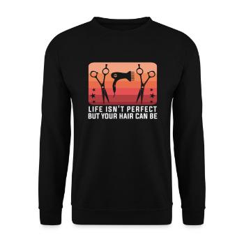 hairdresser, barber, hairdresser, hair salon - Unisex Sweatshirt - black - Front - Alina (178cm) & Michal (187cm)