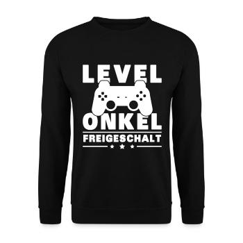 Level Onkel Freigeschalt Du Wirst Onkel - Unisex Pullover - Schwarz - Vorne - Alina (178cm) & Michal (187cm)