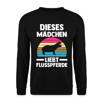 Nilpferd Flusspferd - Unisex Pullover - Schwarz - Vorne - Alina (178cm) & Michal (187cm)
