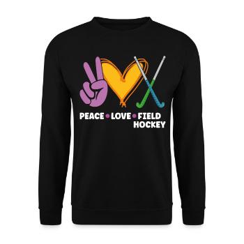 Field Hockey Peace Love Field - Unisex Pullover - Schwarz - Vorne - Alina (178cm) & Michal (187cm)