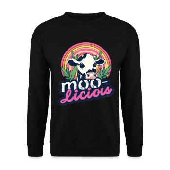 Vache Vaches Moo-Licious Farmer Tête De Vache - Sweat-shirt Unisexe - noir - Devant - Alina (178cm) & Michal (187cm)