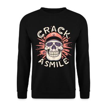 Skulls Crack A Smile Totenkopf Skull - Unisex Sweatshirt - black - Front - Alina (178cm) & Michal (187cm)