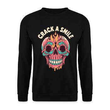 Skulls Crack A Smile Totenkopf Skull - Unisex Pullover - Schwarz - Vorne - Alina (178cm) & Michal (187cm)