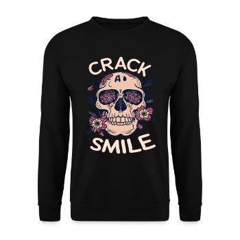 Skulls Crack A Smile Totenkopf Skull - Unisex Sweatshirt - black - Front - Alina (178cm) & Michal (187cm)