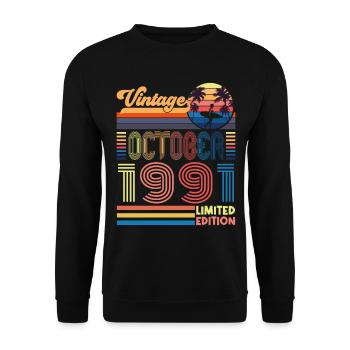 Anniversaire octobre 1991. Cadeau Octobre 1991. - Sweat-shirt Unisexe - noir - Devant - Alina (178cm) & Michal (187cm)