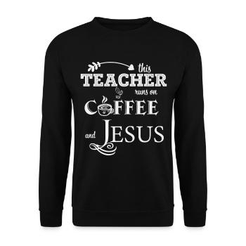 This Teacher Runs on Coffe - Coffee Teacher School - Unisex Sweatshirt - black - Front - Alina (178cm) & Michal (187cm)