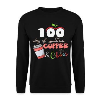 100 Days of Coffee & Chaos - Coffee Teacher School - Unisex Sweatshirt - black - Front - Alina (178cm) & Michal (187cm)