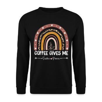 Coffee Gives Me Teacher Powers - Coffee Teacher - Unisex Sweatshirt - black - Front - Alina (178cm) & Michal (187cm)