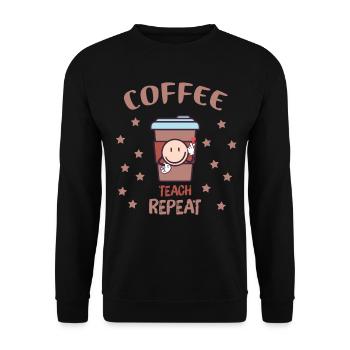 Coffee Teach Repeat Retro - Coffee Teacher School - Unisex Sweatshirt - black - Front - Alina (178cm) & Michal (187cm)