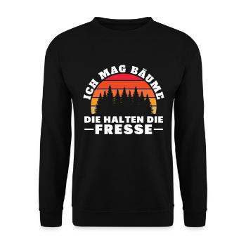 Ich Mag Bäume Die Halten Die Fresse - Unisex Pullover - Schwarz - Vorne - Alina (178cm) & Michal (187cm)