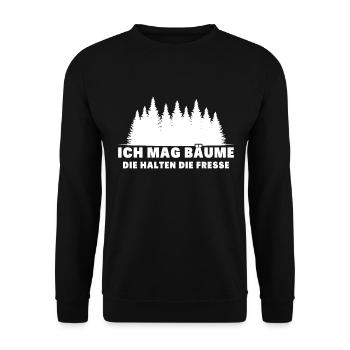 Ich Mag Bäume Die Halten Die Fresse - Unisex Pullover - Schwarz - Vorne - Alina (178cm) & Michal (187cm)