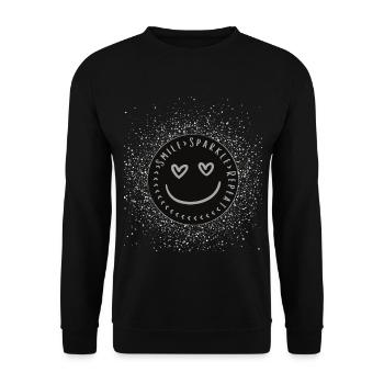 Smile Sparkle Repeat - Unisex Sweatshirt - black - Front - Alina (178cm) & Michal (187cm)