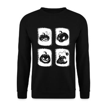 Retro Halloween Pumpkin Funny Halloween Pumpkins - Unisex Sweatshirt - black - Front - Alina (178cm) & Michal (187cm)