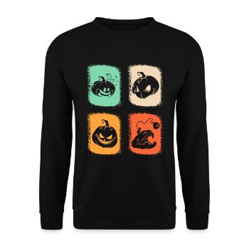 Funny Halloween Pumpkins Retro Halloween Pumpkin - Unisex Sweatshirt - black - Front - Alina (178cm) & Michal (187cm)