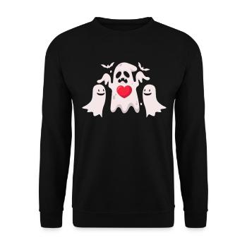 Halloween Ghost Heart Ghost Funny Halloween Ghosts - Unisex Pullover - Schwarz - Vorne - Alina (178cm) & Michal (187cm)