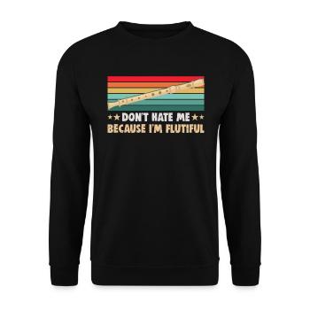 Flute player in the Musikverein Flötist Musician - Unisex Sweatshirt - black - Front - Alina (178cm) & Michal (187cm)