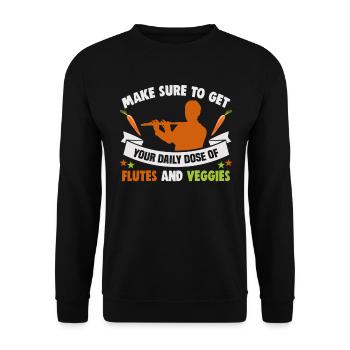 Flute player in the Musikverein Flutist Vegetarian - Unisex Sweatshirt - black - Front - Alina (178cm) & Michal (187cm)