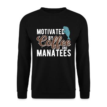 Motivated by coffee and Manatees Sweet Ocean Manatee - Unisex Sweatshirt - black - Front - Alina (178cm) & Michal (187cm)